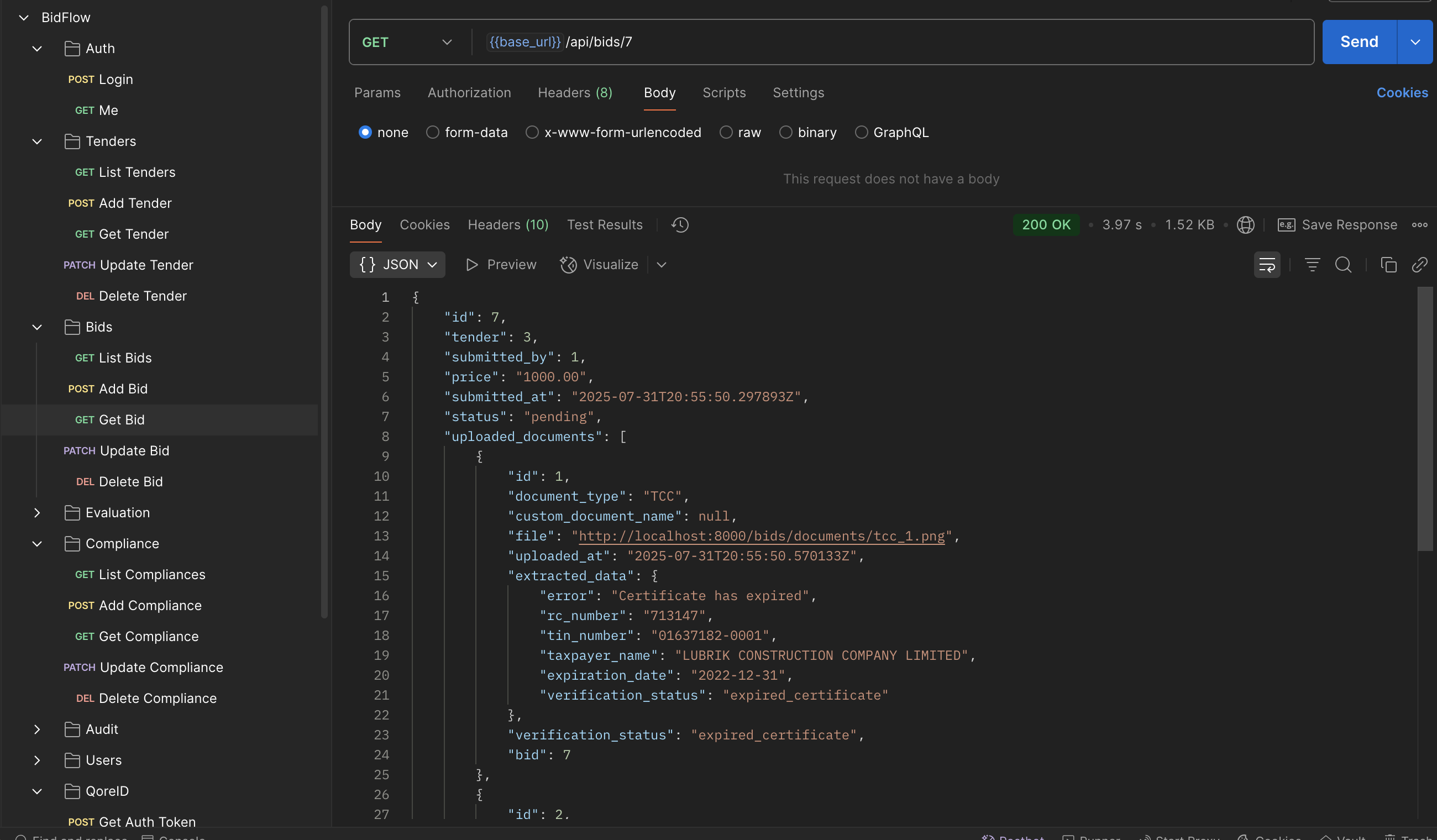 BidFlow Postman API